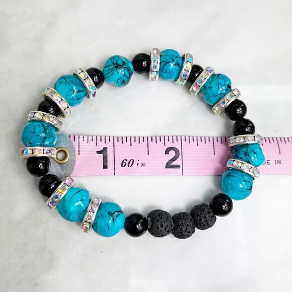 Aromatherapy Lava Stone Handmade Beaded Bracelet - Picture 3 of 7